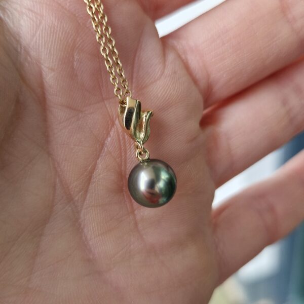 Tahiti parel hanger, parel, diamant, goud, pendant